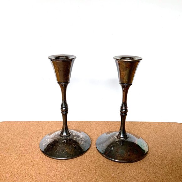 Vintage Valero Spain Pair Of Silver Plated Candle Sticks - Picture 12 of 16